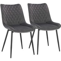 Esszimmerstühle 2er Set Küchenstuhl Polsterstuhl Wohnzimmerstuhl Sessel mit Rückenlehne, Sitzfläche aus Samt, Metallbeine, Dunkelgrau - Woltu Esszimmerstühle 2er Set Küchenstuhl Polsterstuhl Wohnzimmerstuhl Sessel mit Rückenlehne, Sitzfläche aus Samt, Metallbeine, Dunkelgrau - Woltu von WOLTU