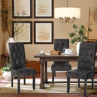 2er-Set Esszimmerstühle Lehnstuhl mit hoher Rückenlehne, Beine aus Massivholz, Sitzfläche aus Samt dunkelgrau - Woltu 2er-Set Esszimmerstühle Lehnstuhl mit hoher Rückenlehne, Beine aus Massivholz, Sitzfläche aus Samt dunkelgrau - Woltu von WOLTU