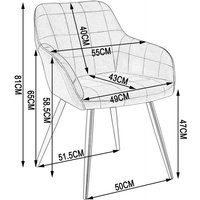 Woltu - Esszimmerstühle 2er Set Küchenstuhl Polsterstuhl Wohnzimmerstuhl Sessel mit Armlehne, Sitzfläche aus Samt, Metallbeine, Dunkelgrau von WOLTU