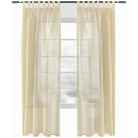2er-Set Gardine Schlaufenschal transparent Leinenoptik sand 140x225 cm - Woltu von WOLTU