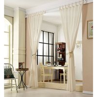 2er-Set Gardine Schlaufenschal transparent Leinenoptik creme 140x245 cm - Woltu von WOLTU