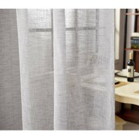 2er-Set Gardine Schlaufenschal transparent Leinenoptik hellgrau 140x225 cm - Woltu von WOLTU