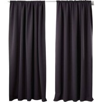2er Set Gardine blickdicht 250 g/m² mit Kräuselband anthrazit 135x175 cm - Woltu von WOLTU