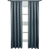 2er Set Gardine blickdicht 250 g/m² mit Kräuselband schiefer grau 135x245 cm - Woltu von WOLTU