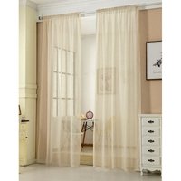 2er-Set Gardinen transparent mit Kräuselband Leinen Optik sand 140x225 cm - sand - Woltu von WOLTU