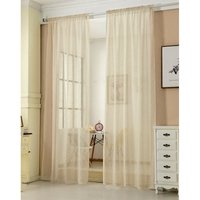 Woltu - 2er-Set Gardinen transparent mit Kräuselband Leinen Optik sand 140x245 cm von WOLTU