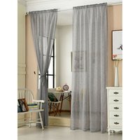 Woltu - 2er-Set Gardinen transparent mit Kräuselband Leinen Optik dunkelgrau 140x245 cm von WOLTU