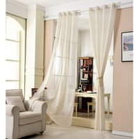 2er-Set Gardinen transparent mit Ösen Leinen Optik creme 140x245 cm - Woltu 2er-Set Gardinen transparent mit Ösen Leinen Optik creme 140x245 cm - Woltu von WOLTU