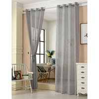 2er-Set Gardinen transparent mit Ösen Leinen Optik dunkelgrau 140x225 cm - Woltu von WOLTU