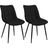 Esszimmerstühle 2er Set Küchenstuhl Polsterstuhl Wohnzimmerstuhl Sessel mit Rückenlehne, Sitzfläche aus Leinen, Metallbeine, Schwarz - schwarz - Woltu von WOLTU