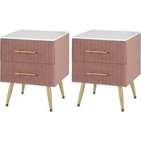 2er Set Nachttisch Sofatisch Nachtkommode Nachtschrank mit 2 Schubladen für Schlafzimmer Wohnzimmer aus mdf, Einfache Installation 40.5x41x51cm, von WOLTU