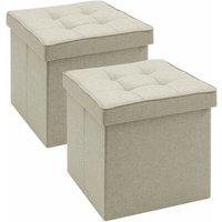 2er-Set Sitzhocker mit Stauraum Sitzfläche aus Leinen, 37,5x37,5x38CM(LxBxH) beige - Woltu von WOLTU