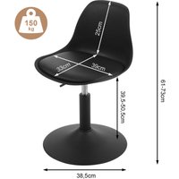 Barhocker 2er Set, Barstuhl höhenverstellbar, Bistrohocker mit Rückenlehne, 360° Drehstuhl, 120 kg belastbar, Schwarz - Woltu von WOLTU