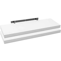 2er Set Wandregal Bücherregal Deko Wandablagen mdf Holz Hängeregal weiß 80x22.9x3.8cm - weiß - Woltu von WOLTU