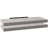 Woltu - 2er Set Wandregal Bücherregal Deko Wandablagen mdf Holz Hängeregal Hell Zement 60x22.9x3.8cm von WOLTU