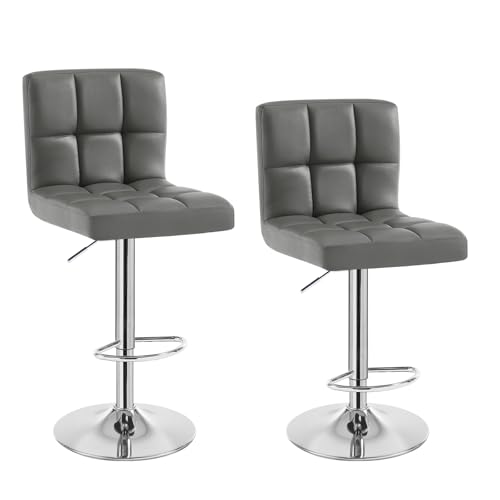 WOLTU Barhocker 2er Set Barstühle Grau, Höhenverstellbar, Drehstühle, Küchenstühle mit Rückenlehne und Fußstütze, Robuster Metallrahmen, gemütliche PU weiche Sitzfläche WOLTU Barhocker 2er Set Barstühle Grau, Höhenverstellbar, Drehstühle, Küchenstühle mit Rückenlehne und Fußstütze, Robuster Metallrahmen, gemütliche PU weiche Sitzfläche von WOLTU