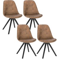 Woltu - 4 x Esszimmerstühle 4er Set Esszimmerstuh, Sitzfläche aus Stoffbezug, Design Stuhl, Küchenstuhl, Holzgestell, Antiklederoptik Dunkelbraun von WOLTU