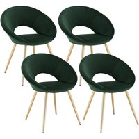4 x Esszimmerstühle 4er Set Esszimmerstuhl Küchenstuhl Polsterstuhl Design Stuhl, mit Sitzfläche aus Samt, Gestell aus Metall, Dunkelgrün - Woltu von WOLTU