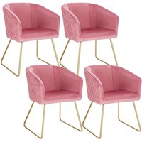 Woltu - 4X Esszimmerstühle 4er Set Küchenstuhl Polsterstuhl Wohnzimmerstuhl Sessel mit Armlehne, Sitzfläche aus Samt, Metall Beine, Rosa Woltu - 4X Esszimmerstühle 4er Set Küchenstuhl Polsterstuhl Wohnzimmerstuhl Sessel mit Armlehne, Sitzfläche aus Samt, Metall Beine, Rosa von WOLTU