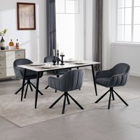 4er Esszimmerstühle Armlehnenstuhl Drehstuhl mit Rückenlehne Armlehnen Samt Metallbeine für Esszimmer Küche Lounge Dunkelgrau - Dunkelgrau - Woltu von WOLTU