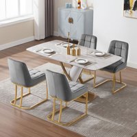 4er Esszimmerstühle Schwingstuhl, Samt Polsterstuhl, Küchenstuhl mit Metallgestell in Bogenform, gepolsterter Stuhl mit Rückenlehne, Wohnzimmerstuhl, von WOLTU