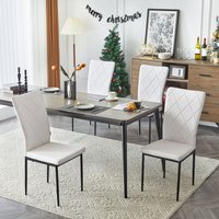 Woltu - 4er Esszimmerstühle mit hohe Rückenlehne Küchenstuhl Polsterstuhl gepolsterter Stuhl aus Kunstleder Metallbeine für Esszimmer Küche von WOLTU