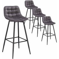 4er Set Barhocker Barstuhl Hocker Tresenhocker Bistrohocker Design Stuhl Samt Metall Dunkelgrau - Woltu von WOLTU