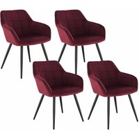 Woltu - 4 x Esszimmerstühle 4er Set Esszimmerstuhl Küchenstuhl Polsterstuhl Design Stuhl mit Armlehne, mit Sitzfläche aus Samt, Gestell aus Metall, von WOLTU