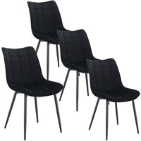 4 x Esszimmerstühle 4er Set Esszimmerstuhl Küchenstuhl Polsterstuhl Design Stuhl mit Rückenlehne, mit Sitzfläche aus Samt, Gestell aus Metall, von WOLTU