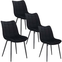 Woltu - 4 x Esszimmerstühle 4er Set Esszimmerstuhl Küchenstuhl Polsterstuhl Design Stuhl mit Rückenlehne, mit Sitzfläche aus Samt, Gestell aus von WOLTU