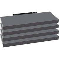 4er Set Wandregal Bücherregal Deko Wandablagen mdf Holz Hängeregal dunkelgrau 60x22.9x3.8cm - Woltu von WOLTU