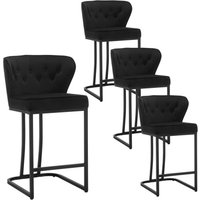 4x Barhocker Barstuhl Bistrohocker Polsterhocker Tresenhocker Samtbezug für Bar Kücheninsel Esszimmer Schwarz - Woltu von WOLTU