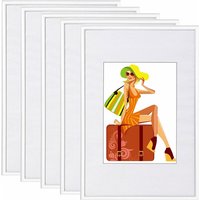 5er Set Bilderrahmen Kunststoff New Lifestyle weiß 18x24 cm - weiß - Woltu von WOLTU