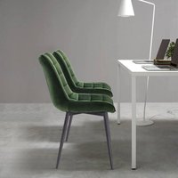 6 x Esszimmerstühle 6er Set Esszimmerstuhl Küchenstuhl Polsterstuhl Design Stuhl mit Rückenlehne, mit Sitzfläche aus Samt, Gestell aus Metall, von WOLTU