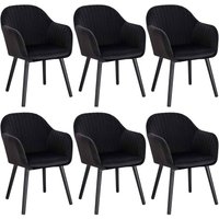 6X Esszimmerstühle Küchenstuhl Wohnzimmerstuhl Design Stuhl Polsterstuhl mit Armlehne Samt Massivholz Schwarze Beine Schwarz - schwarz - Woltu von WOLTU