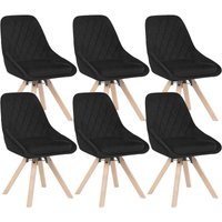6er Set Esszimmerstühle, Drehstuhl, Küchenstuhl drehbar, Polsterstuhl mit Samtbezug, Wohnzimmerstuhl, Design Stuhl, Beine aus Buchenholz, Schwarz von WOLTU
