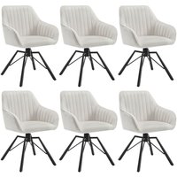 6er Set Esszimmerstühle 360° Drehstuhl Samt Polsterstuhl mit Armlehne Metallbeine Küchenstuhl ergonomisch Loungesessel für Wohnzimmer Esszimmer Creme von WOLTU