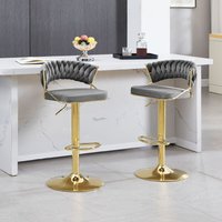 Barhocker 2er Set, Barstühle höhenverstellbar, 360° Drehstuhl, Küchenhocker mit geflochtener Rückenlehne Fußstütze, Tresenhocker aus Samt und Metall, Barhocker 2er Set, Barstühle höhenverstellbar, 360° Drehstuhl, Küchenhocker mit geflochtener Rückenlehne Fußstütze, Tresenhocker aus Samt und Metall, von WOLTU