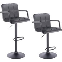Barhocker 2er Set Barstuhl Tresenhocker Bistrohocker Designer Hocker mit Rückenlehne, Sitzfläche aus Samt, höhenverstellbar drehbar Stahl Dunkelgrau von WOLTU