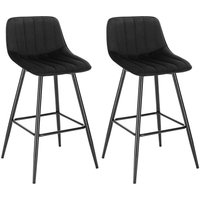 Barhocker 2er Set Designer Barstuhl Hocker Tresenhocker Bistrohocker mit Fußstütze Sitzfläche aus Samt Schwarze Beine Schwarz - Woltu von WOLTU