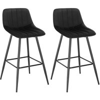 Barhocker 2er Set Designer Barstuhl Hocker Tresenhocker Bistrohocker mit Fußstütze Sitzfläche aus Samt Schwarze Beine Schwarz - Woltu Barhocker 2er Set Designer Barstuhl Hocker Tresenhocker Bistrohocker mit Fußstütze Sitzfläche aus Samt Schwarze Beine Schwarz - Woltu von WOLTU