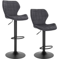 Woltu - Barhocker 2er Set höhenverstellbarer Hocker 60-82 cm 360° Drehstuhl mit Rückenlehne Fußstütze Barstuhl aus Samt Metall Stehhocker Dunkelgrau Woltu - Barhocker 2er Set höhenverstellbarer Hocker 60-82 cm 360° Drehstuhl mit Rückenlehne Fußstütze Barstuhl aus Samt Metall Stehhocker Dunkelgrau von WOLTU