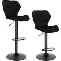 Woltu - Barhocker 2er Set höhenverstellbarer Hocker 60-82 cm 360° Drehstuhl mit Rückenlehne Fußstütze Barstuhl aus Samt Metall Stehhocker Schwarz von WOLTU