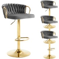 Barhocker 4er Set, höhenverstellbarer Barstuhl, Drehstuhl mit geflochtener Rückenlehne Fußstütze, Barstuhl 360° drehbar, Tresenstuhl mit Samt und Barhocker 4er Set, höhenverstellbarer Barstuhl, Drehstuhl mit geflochtener Rückenlehne Fußstütze, Barstuhl 360° drehbar, Tresenstuhl mit Samt und von WOLTU