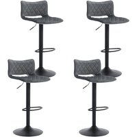 Barhocker 4er Set Barstuhl mit Rückenlehne Fußstütze Höhenverstellbar Samt Gepolsterter 360° Drehbar für Küche Theke Bar Dunkelgrau - Dunkelgrau von WOLTU