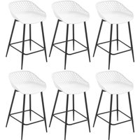 Barhocker 6er Set, Bistrohocker mit hohler Rückenlehne und Fußstütze, Tresenhocker Barstuhl breite Sitzfläche, Hocker mit Metallbeinen, für Outdoor von WOLTU