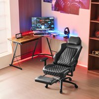 Bürostuhl Ergonomischer Gaming Stuhl Schreibtischstuhl mit adaptiver Lendenwirbelstütze, hochdichtem Formschaum, Fußstütze Armlehnen, 150 kg von WOLTU