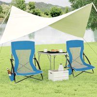 Campingstuhl faltbar 2er Set, klappbar Strandstuhl, gepolsterte Armlehnen mit Getränkehalter Tragetasche, Mesh-Rückenlehne, Blau - Woltu von WOLTU