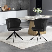 Esszimmerstühle 2er Set, Küchenstühle 360° Drehbar, ergonomisch Schminkstühle aus Samt, 150 kg belastbar Schwarz - Woltu Esszimmerstühle 2er Set, Küchenstühle 360° Drehbar, ergonomisch Schminkstühle aus Samt, 150 kg belastbar Schwarz - Woltu von WOLTU