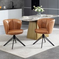 Esszimmerstühle 2er Set, Küchenstühle 360° Drehbar, ergonomisch Wohnzimmerstuhl mit Armlehne, Polsterstuhl aus Kunstleder, 150 kg belastbar, Braun Esszimmerstühle 2er Set, Küchenstühle 360° Drehbar, ergonomisch Wohnzimmerstuhl mit Armlehne, Polsterstuhl aus Kunstleder, 150 kg belastbar, Braun von WOLTU